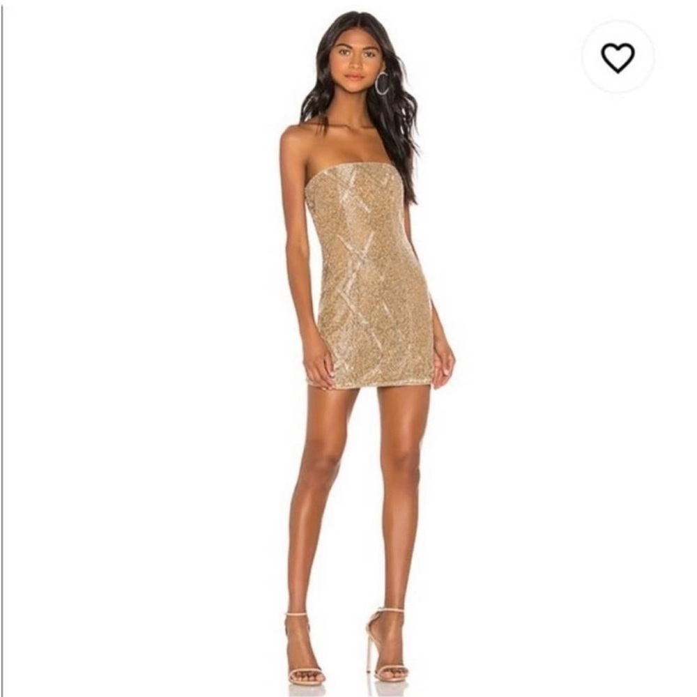 NEW NBD Jean Embelisshed Gold Mini Dress
